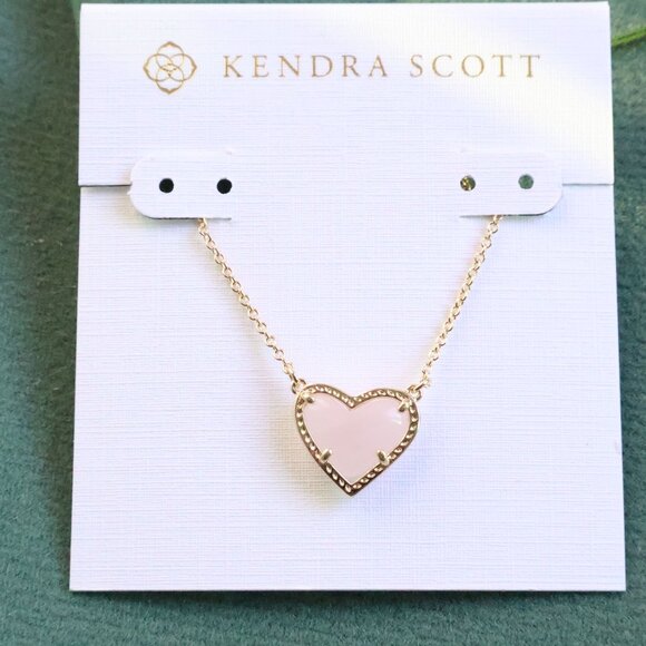 Kendra Scott Jewelry - Kendra Scott Ari Heart Necklace Rose Quartz Gold